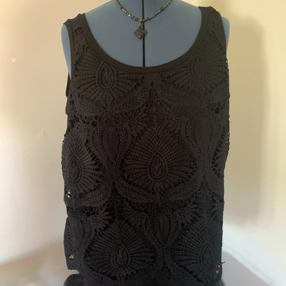 Black Lace Tank Top Size 18